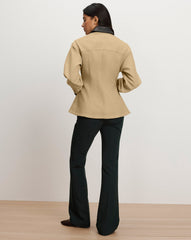 Talla Peplum Jacket in Tan Sand