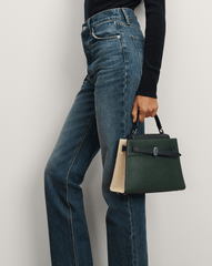Veronica Beard Dash Top-Handle Bag in Hunter Green & Navy Multi