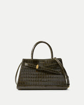 Veronica Beard Dash Bag in Green Crocodile Cypress