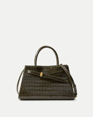 Veronica Beard Dash Bag in Green Crocodile Cypress