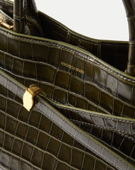 Veronica Beard Dash Bag in Green Crocodile Cypress
