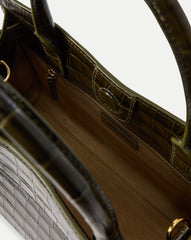 Veronica Beard Dash Bag in Green Crocodile Cypress