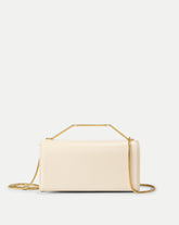 Barre Leather Clutch in Off-White Ecru