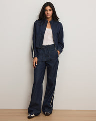 Gigi Denim Track Jacket in Indigo Rinse