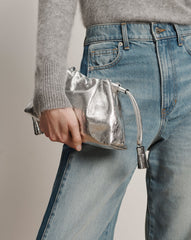 Small Metallic Veronica Beard Stash Bag in Silver