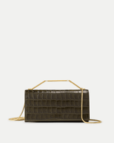 Barre Crocodile Clutch in Green Cypress