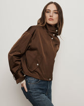 Bateman Cropped High-Neck Jacket in Brown Walnut