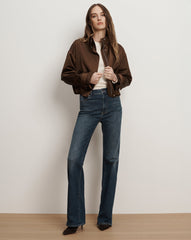 Bateman Cropped High-Neck Jacket in Brown Walnut
