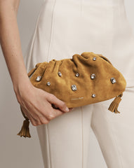 Small Crystal Veronica Beard Stash Bag in Brown Acorn