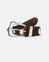 Arch Suede Grommet Studded Belt in Brown Espresso