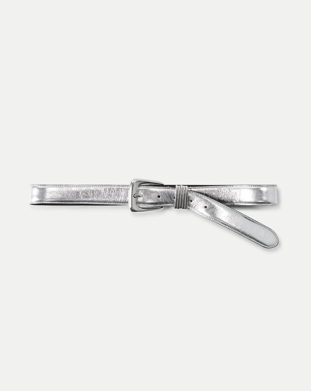Arch Leather Belt in Silver