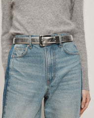Arch Leather Belt in Silver