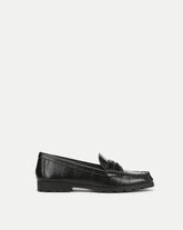 Penny Lug-Sole Loafer in Black