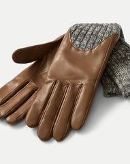 Celia Biker Glove in Brown Lambskin