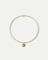 Gold Snake Chain Pendant Necklace in Clear/Gold