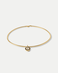 Gold Snake Chain Pendant Necklace in Clear/Gold