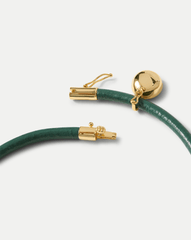 Green Leather Pendant Necklace in Green/Black