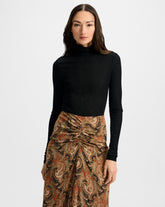 Wyeth Ribbed Turtleneck Top in Black