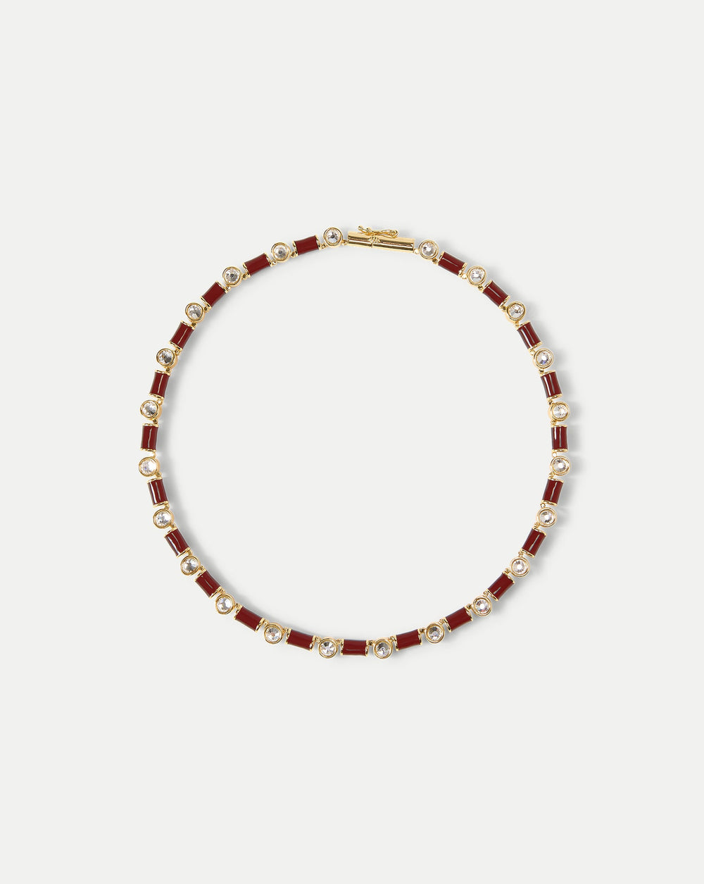 Burgundy Enamel and Crystal Barrel Necklace