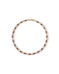 Burgundy Enamel and Crystal Barrel Necklace