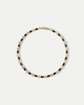 Black Enamel and Crystal Barrel Necklace in Black