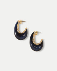 Resin J-Hoop Earring in Navy