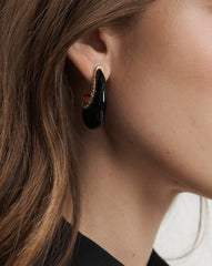 Resin J-Hoop Earring in Navy