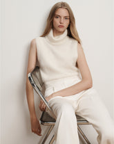 Mazzy Brushed Cashmere Sleeveless Sweater in Ivory