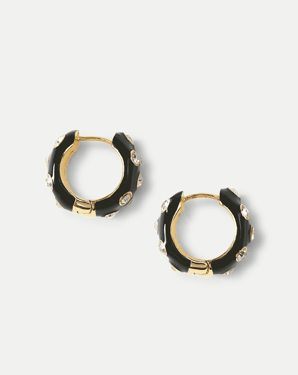 Crystal and Enamel Huggie Hoop in Black