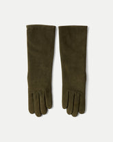 Celia Suede Glove in Khaki Cypress