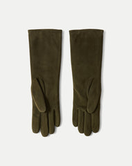 Celia Suede Glove in Khaki Cypress