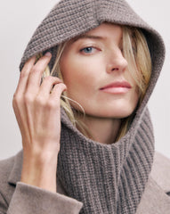 Wool-Cashmere Snood in Medium Heather Grey