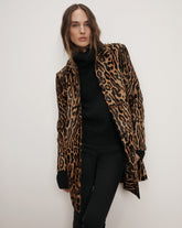 Shelley Calf Hair Dickey Coat in Leopard Camel Multi