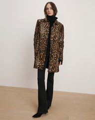 Shelley Calf Hair Dickey Coat in Leopard Camel Multi