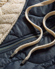 Barrows Knit-Sleeve Quilted Jacket in Navy/Heathered Sand & Cream