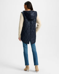 Barrows Knit-Sleeve Quilted Jacket in Navy/Heathered Sand & Cream