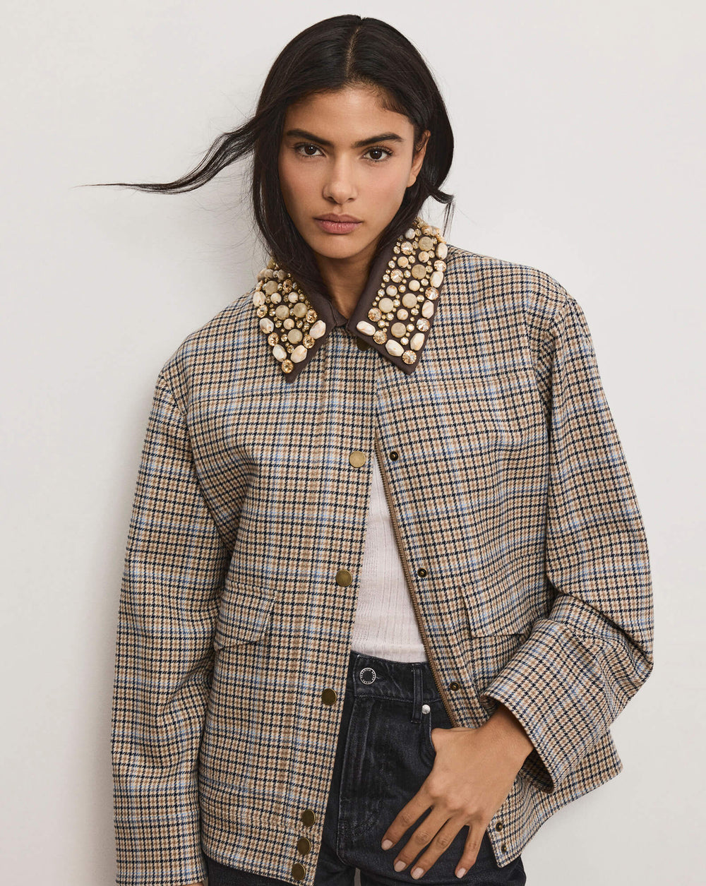 Kasper Plaid Jacket in Malt Multi