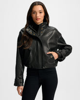 Bateman Cropped Leather Jacket in Black