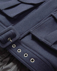 Jarvis Layered Puffer Coat in Black & Navy