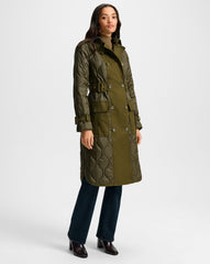Newberry Puffer Trench Coat in Khaki