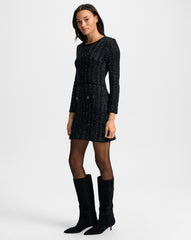 Channing Tweed Mini Dress in Black