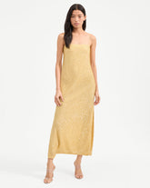 Petra Beaded Midi Maxi Dress in Yellow Chamomile
