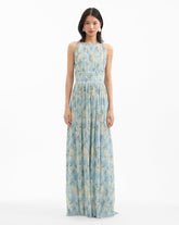 Yardley Pleated Maxi Dress in Powder Blue Multi