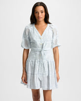 Bobbie Eyelet Mini Dress in Blue & White