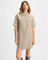Madden Merino Wool Mini Shirtdress in Oatmeal Melange