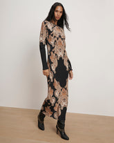Lupita Paisley Midi Dress in Black Multi