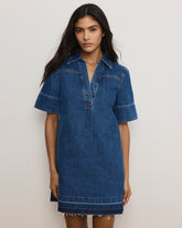 Felice Denim Mini Dress in Stoned Bright Blue