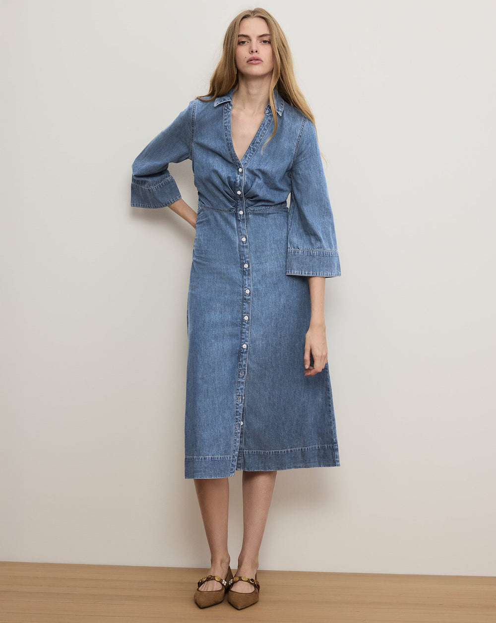 Haydon Denim Midi Dress in Rebel Blue