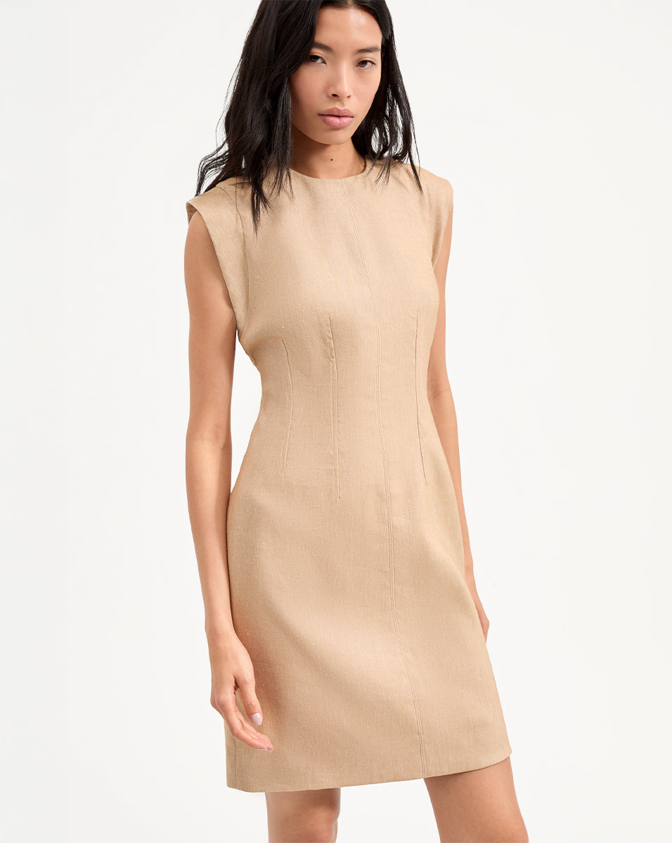 Rosedale Linen Dress in Khaki Melange