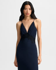Muriel Lace-Trim Maxi Dress in Navy